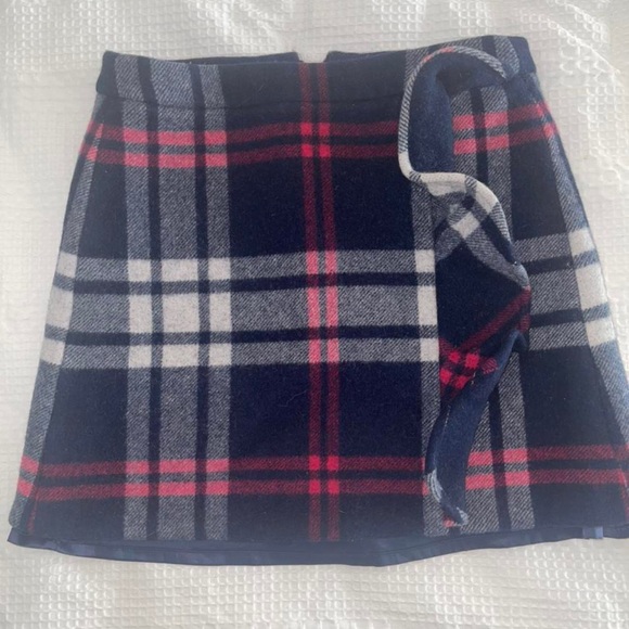 J. Crew navy plaid ruffle mini skirt in double serge wool - Picture 4 of 5